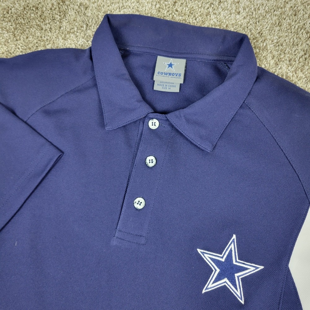 NFL Dallas Cowboys Mens Medium Solid Navy Performance Stretch Polo SS